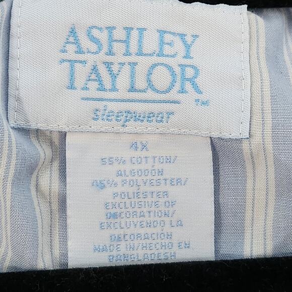 Vintage Ashley Taylor White Blue Stripe Embroidered Full Zip Robe 4X Plus Soft - Picture 6 of 6